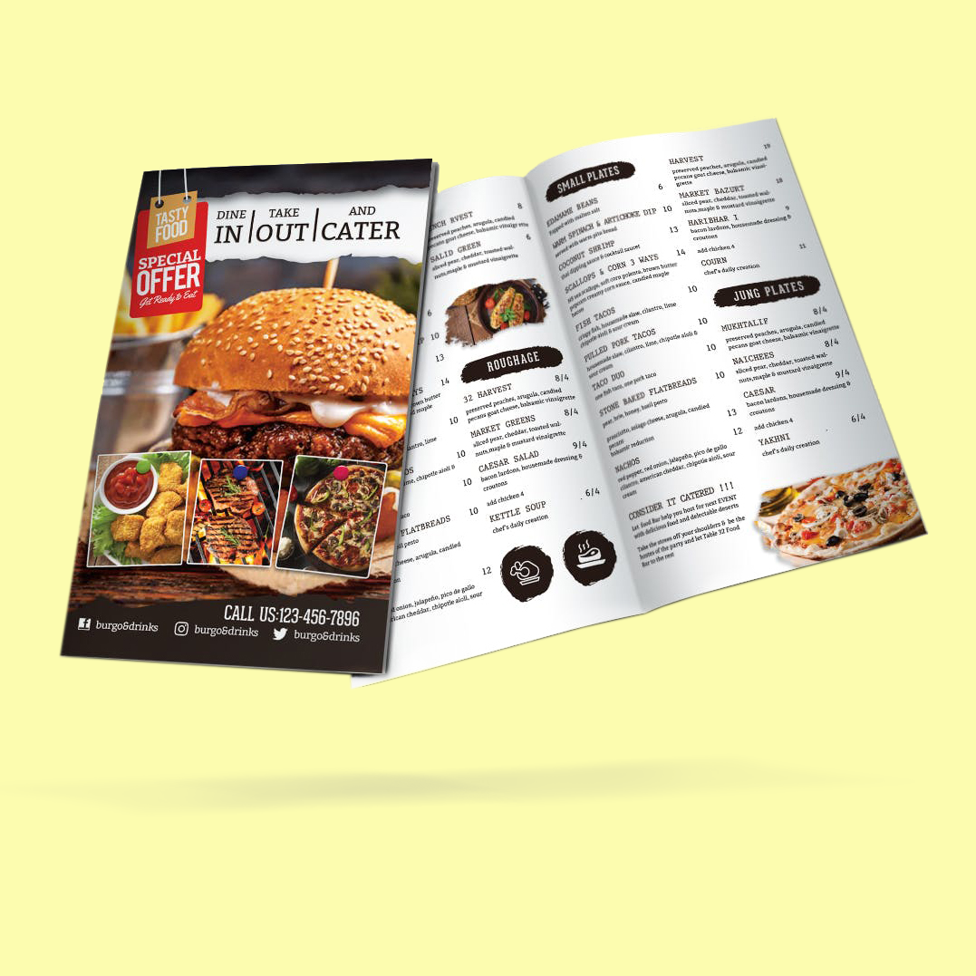 Folded A3 Menu Celloglazed Folded A3 Menu Celloglazed